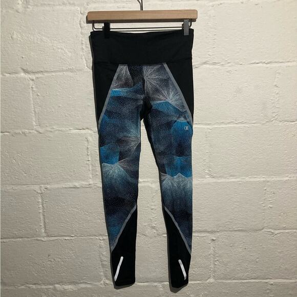 Champion Performance Black and Blue Print Leggings - Size S - Picture 1 of 10